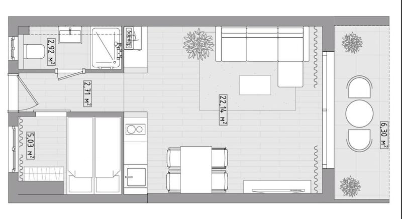 Studio - 32 m² - 2 pièces