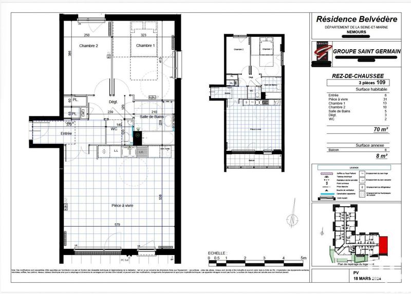Appartement - 69 m² - 3 pièces