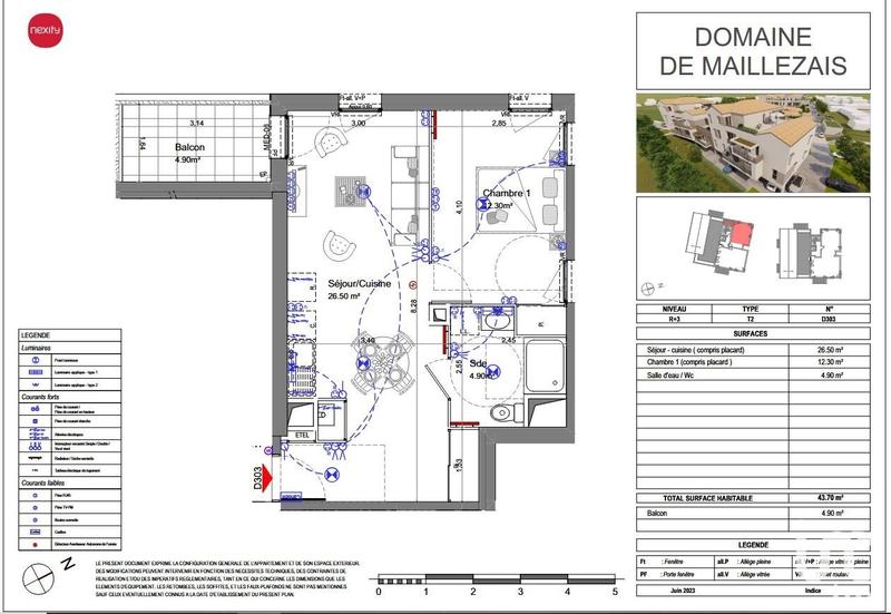 Appartement - 43 m² - 2 pièces