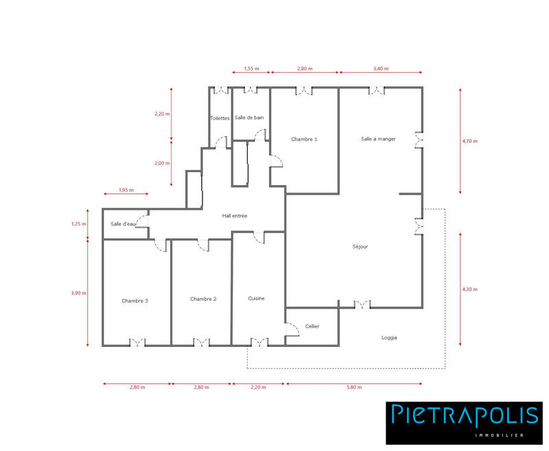 Appartement - 110 m² - 5 pièces