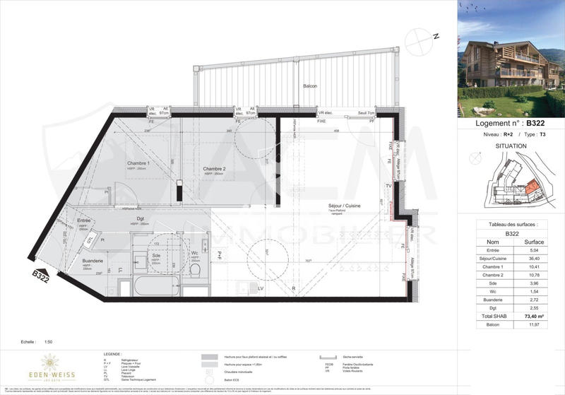 Appartement - 73 m² - 3 pièces