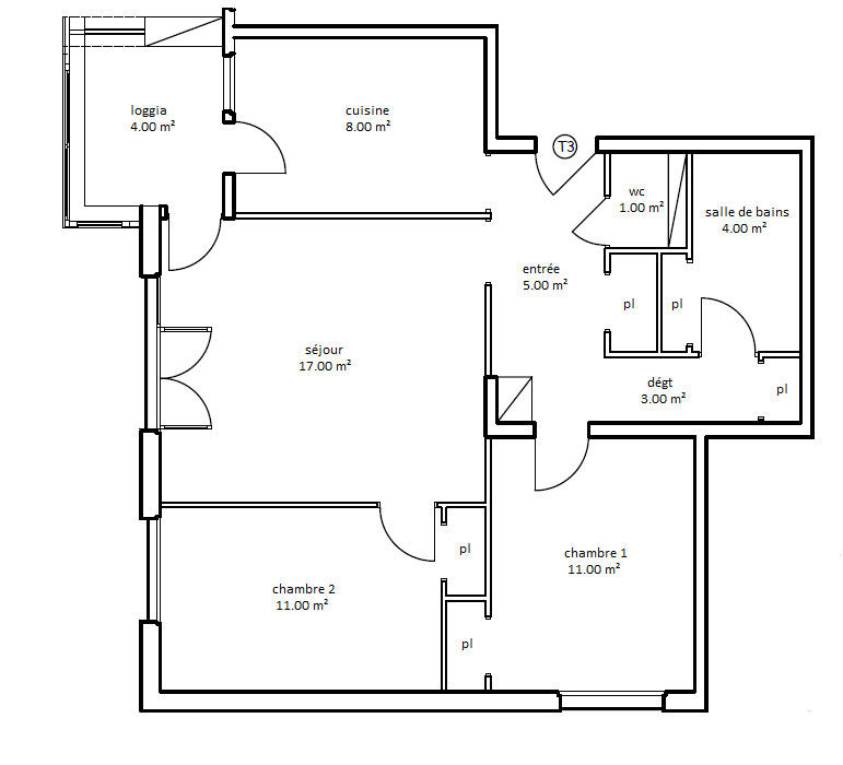 Appartement - 62 m² - 3 pièces