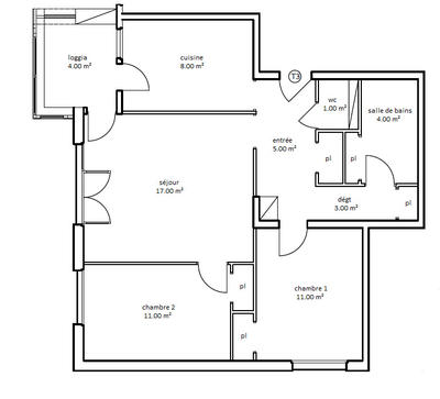 Appartement - 62 m² - 3 pièces