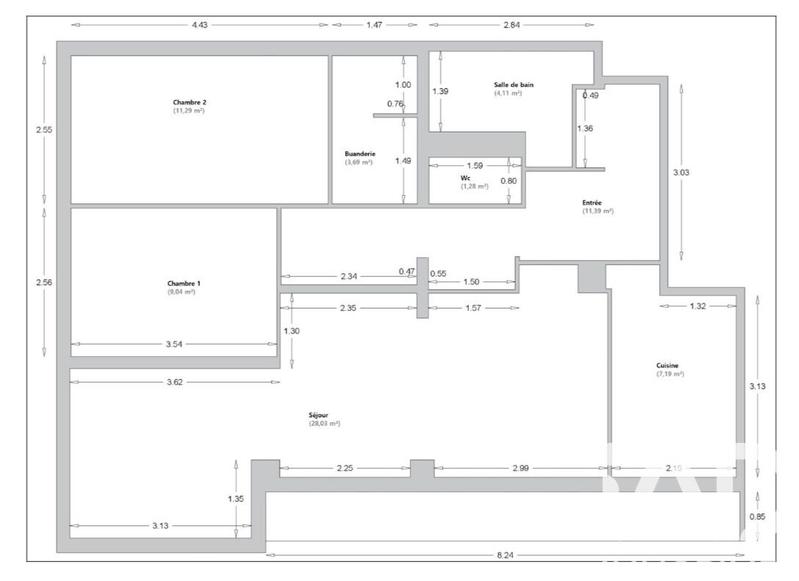 Appartement - 76 m² - 3 pièces