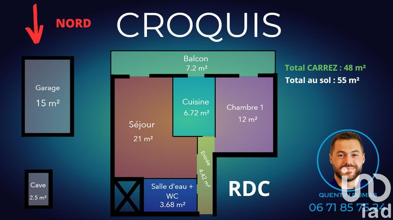 Appartement - 48 m² - 2 pièces