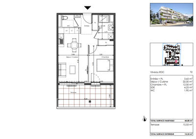 Appartement - 44 m² - 2 pièces