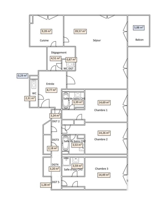 Appartement - 130 m² - 5 pièces