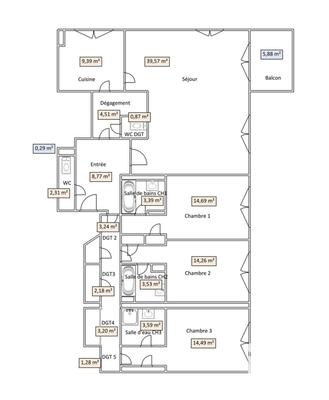 Appartement - 130 m² - 5 pièces