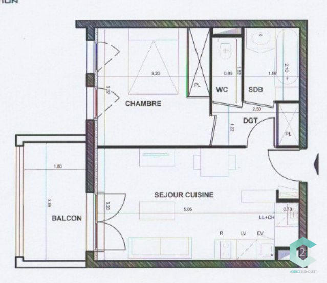 Appartement - 37 m² - 2 pièces