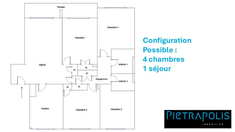 Appartement - 120 m² - 4 pièces