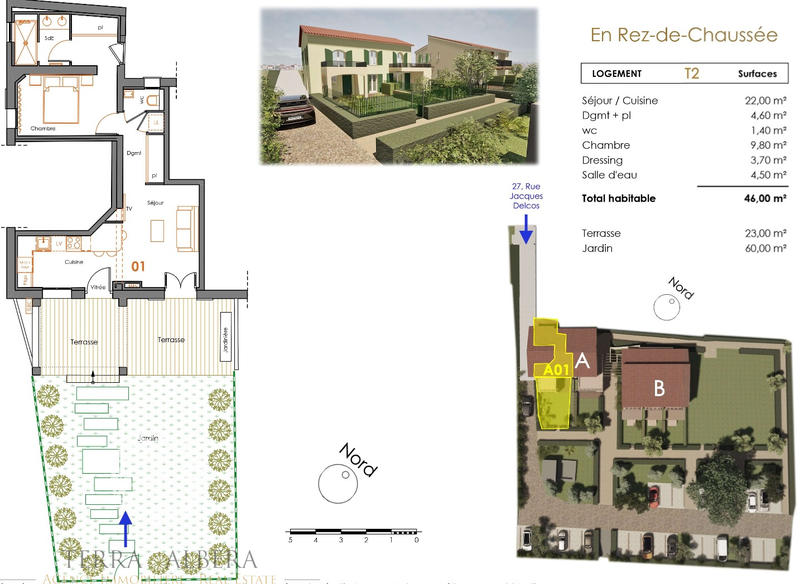 Appartement - 46 m² - 2 pièces