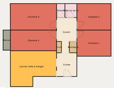 Chambre - 22 m² - 5 pièces