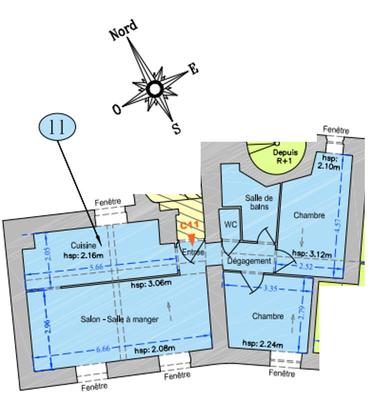Appartement - 58 m² - 3 pièces