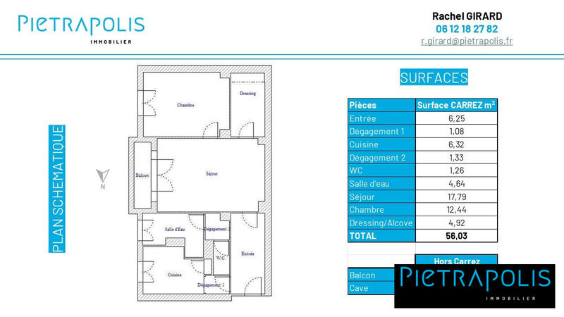 Appartement - 56 m² - 2 pièces