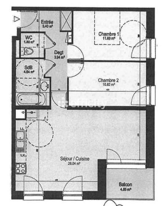 Appartement - 66 m² - 3 pièces