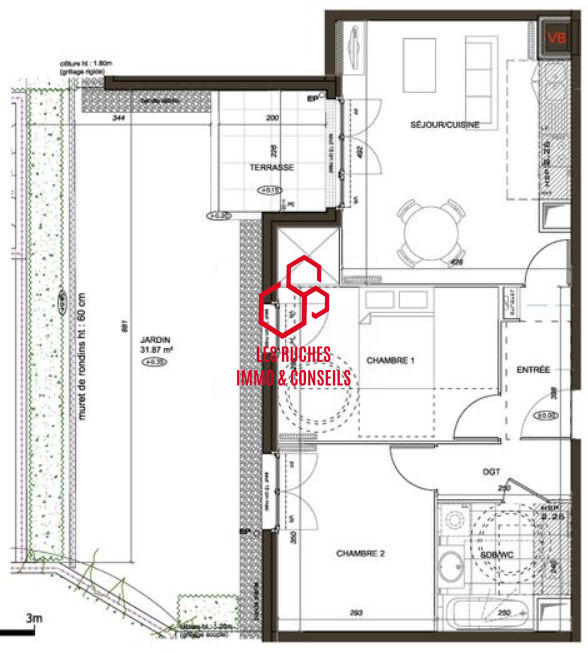 Appartement - 55 m² - 3 pièces