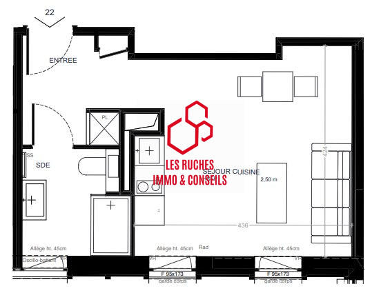 Appartement - 26 m² - 2 pièces