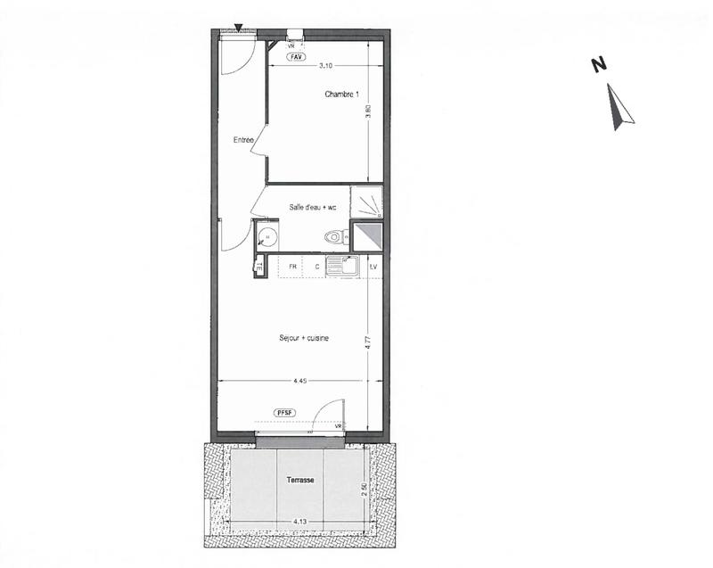 Appartement - 45 m² - 2 pièces