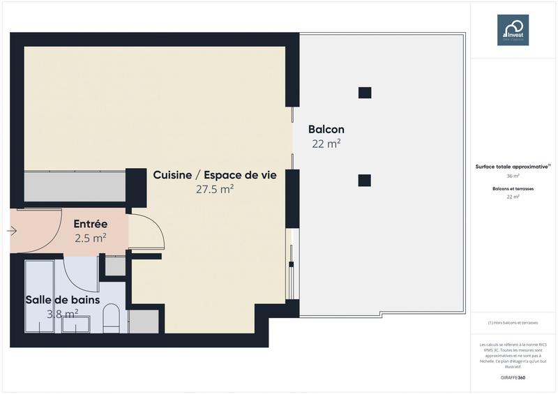 Appartement - 36 m² - 1 pièce