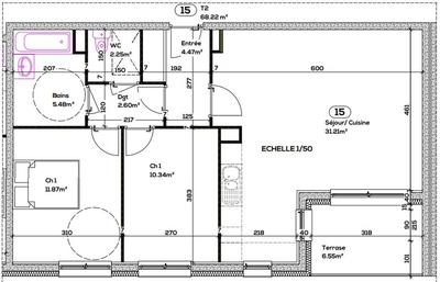 Appartement - 68 m² - 3 pièces