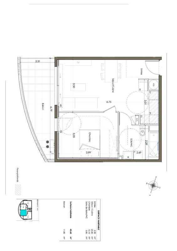 Appartement - 44 m² - 2 pièces