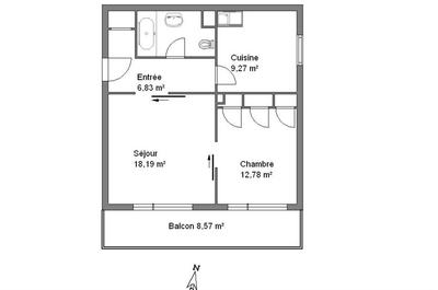 Appartement - 52 m² - 2 pièces