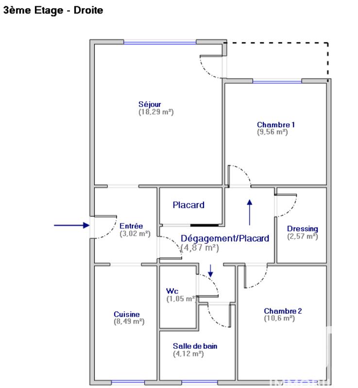 Appartement - 63 m² - 3 pièces
