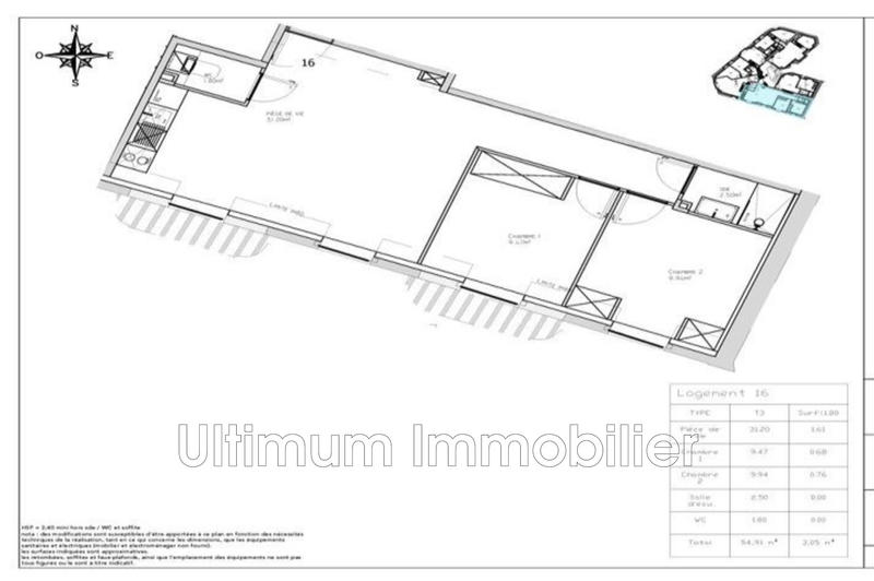 Appartement - 53 m² - 3 pièces
