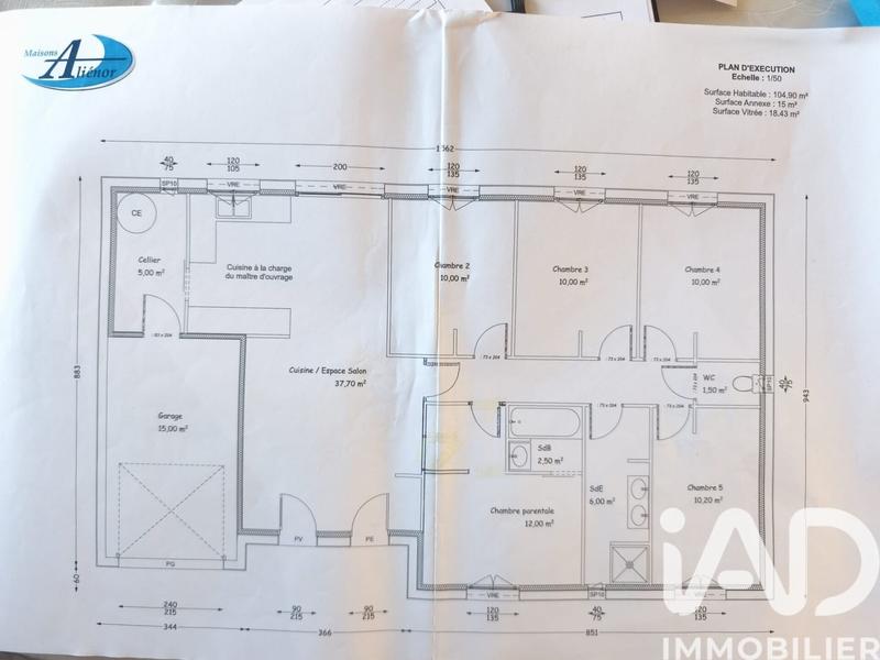 Maison - 105 m² - 6 pièces