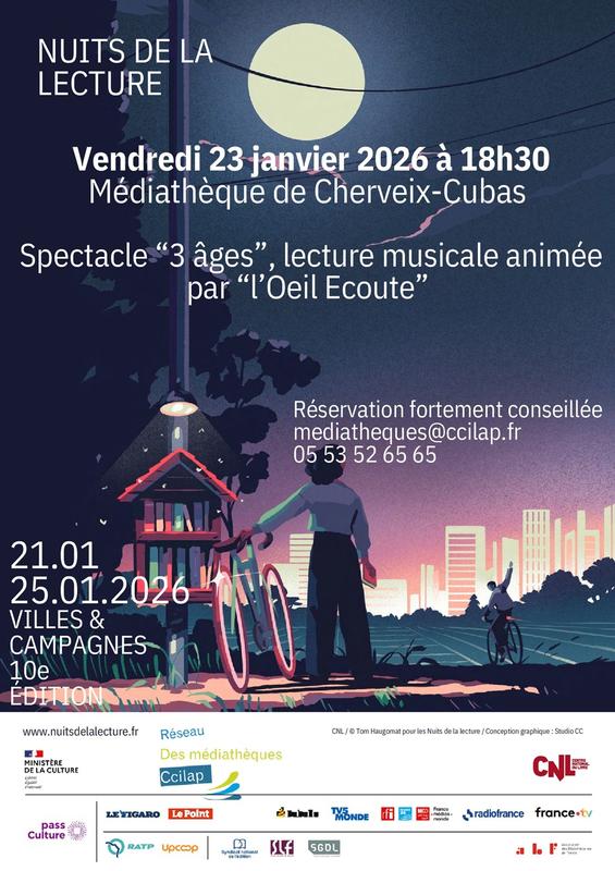 Nuits de la lecture - Spectacle 3 âges, lecture musicale animée