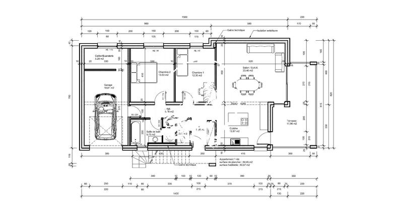 Appartement - 81 m² - 3 pièces
