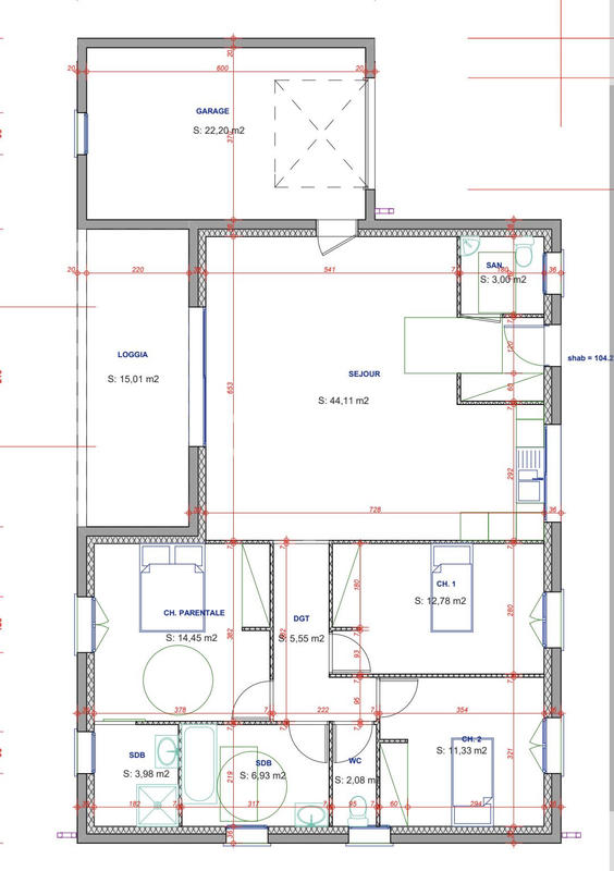 Maison - 104 m² - 4 pièces