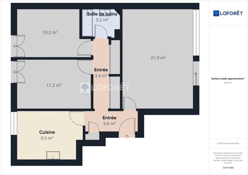 Appartement - 66 m² - 3 pièces