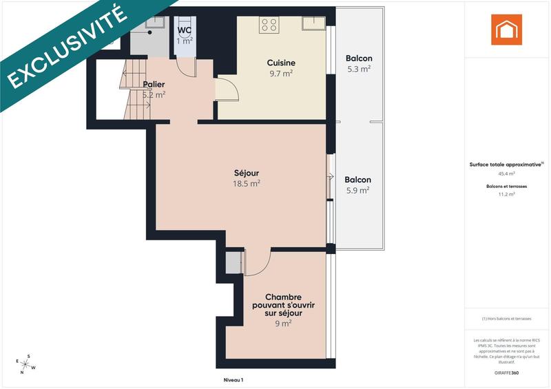 Duplex - 128 m² - 6 pièces