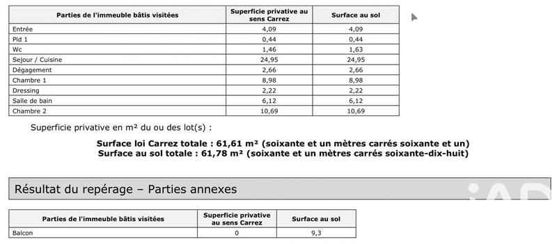 Appartement - 62 m² - 3 pièces