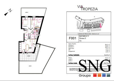 Appartement - 56 m² - 3 pièces