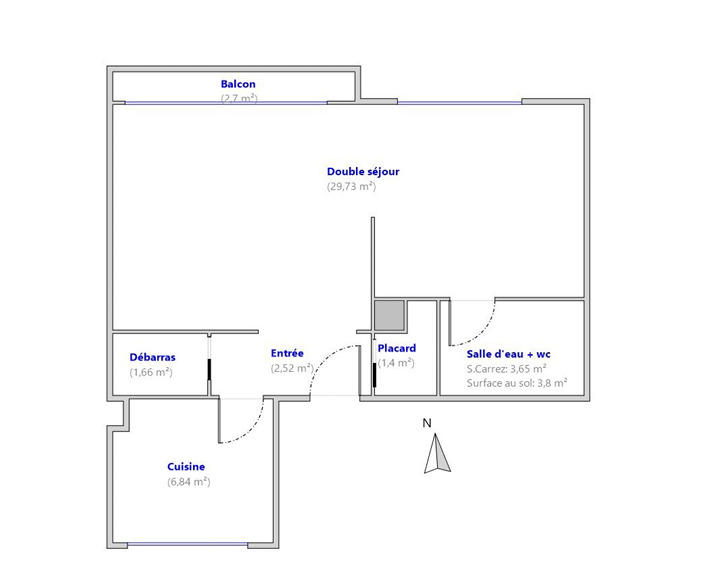 Appartement ancien - 46 m² - 2 pièces