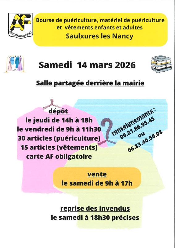 Bourse de puériculture et vêtements enfants - adultes