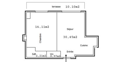 Appartement - 50 m² - 2 pièces