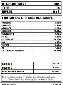 Appartement - 80 m² - 4 pièces