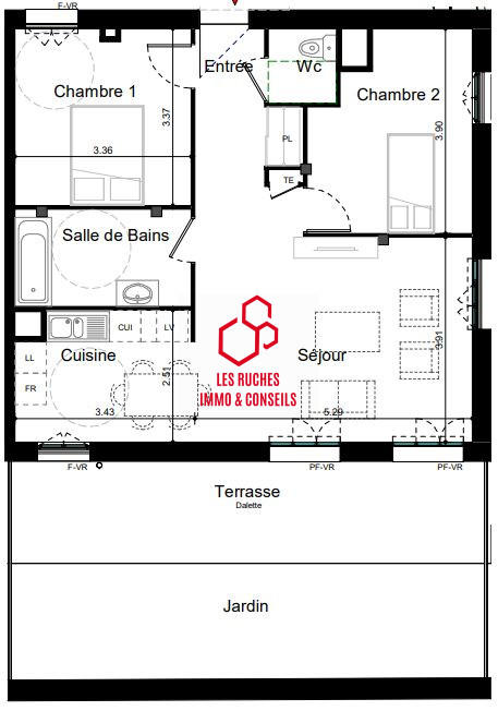 Appartement - 66 m² - 3 pièces