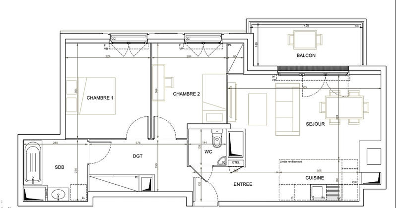 Appartement - 64 m² - 3 pièces