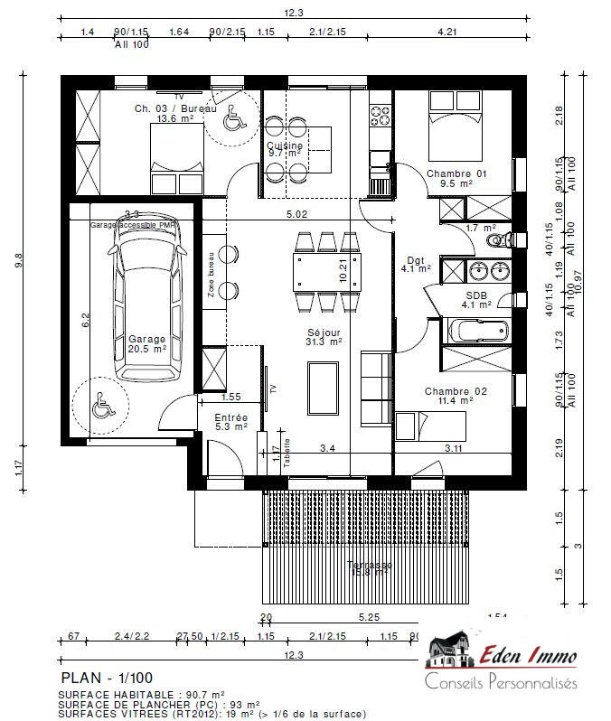Maison - 90 m² - 5 pièces
