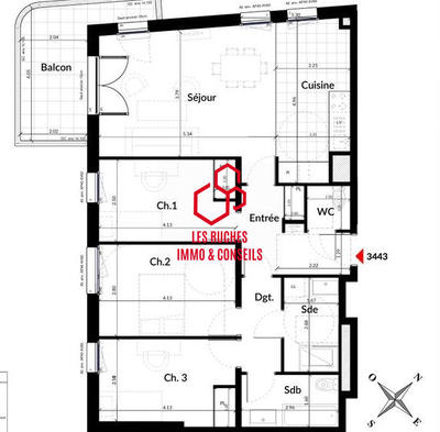 Appartement - 86 m² - 4 pièces