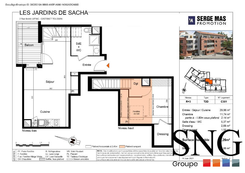 Appartement - 49 m² - 2 pièces