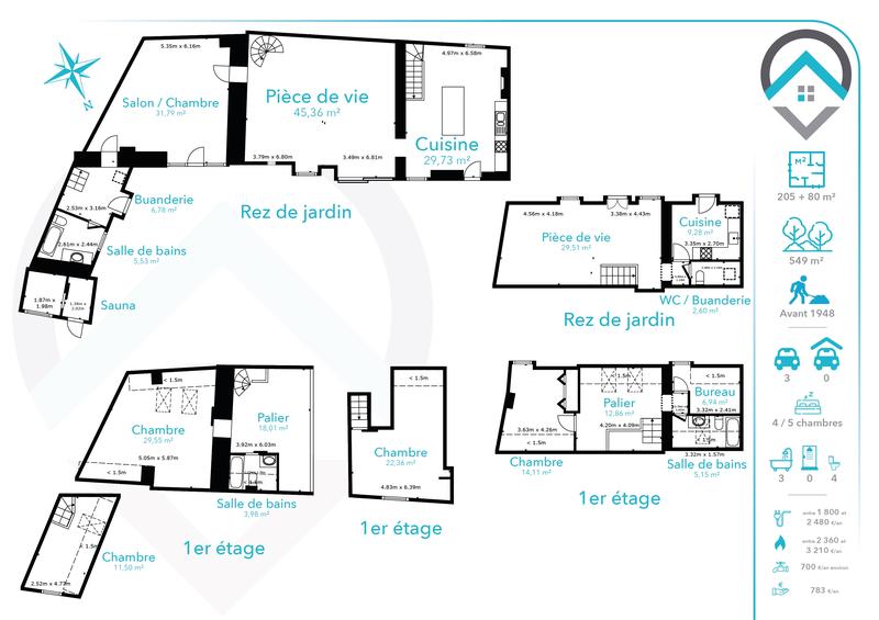 Maison - 285 m² - 7 pièces