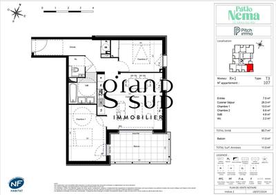 Appartement - 64 m² - 3 pièces