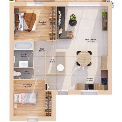 Maison - 67 m² - 4 pièces