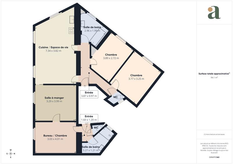 Appartement - 92 m² - 5 pièces