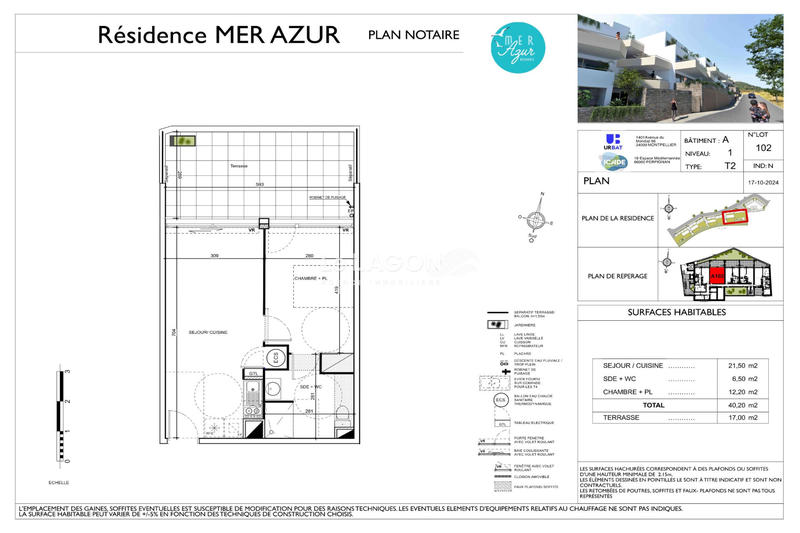 Appartement - 40 m² - 2 pièces